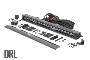 LED Light Bar - Rough Country - Single Row, Cool White DRL - Black